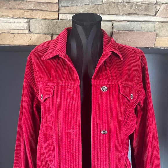 J. Jill Pink Oversized Corduroy Crushed Velvet Jean Jacket Preppy Layer Artsy S - Picture 4 of 11